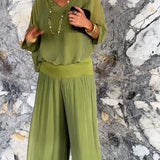 Larisa – Compleu Chic Estival Cu Pantaloni Fluizi