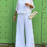 Larisa – Compleu Chic Estival Cu Pantaloni Fluizi