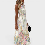 Tatiana - Rochie Midi Florala fara Maneci