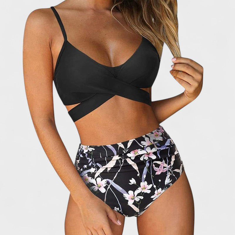 Marta - Braga de bikini de tiro alto estilo veraniego