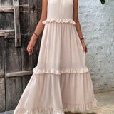 Sorina – Rochie Maxi cu Bretele și Volane