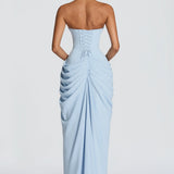 Adriána - Dlhé drapované šaty s rozparkom